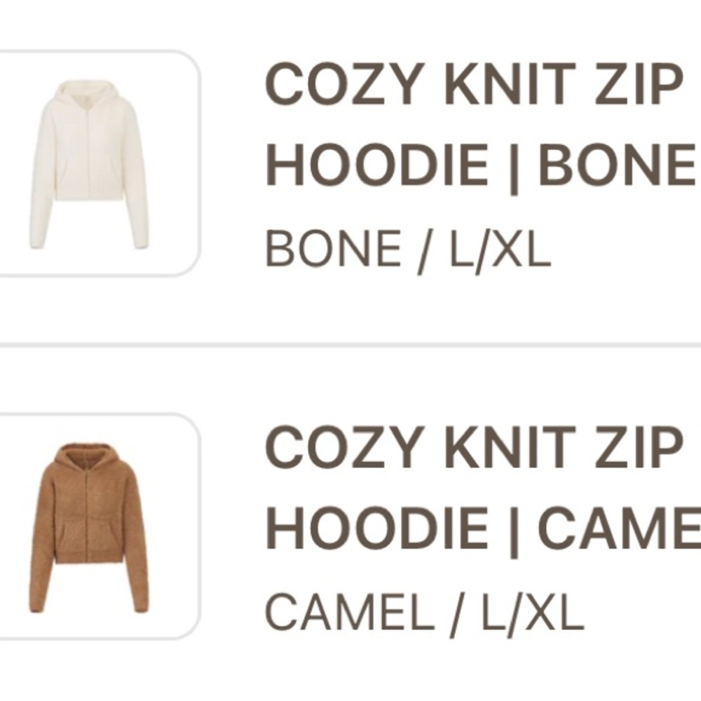 Skims cozy knit zip up hoodie
